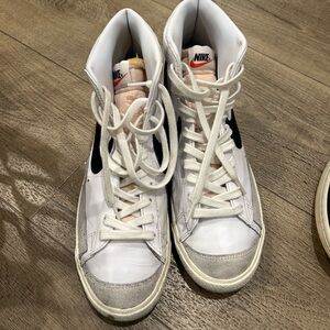 Nike White and Black High-Tops with Gray Accents
